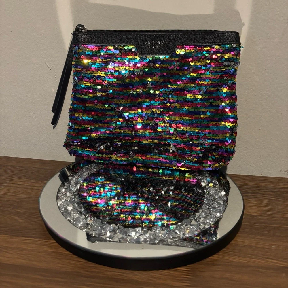 Victoria's Secret Black Cosmetic Bag with Sequins